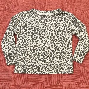 3/4 length sleeve Crew Neck Leopard Print Sweater